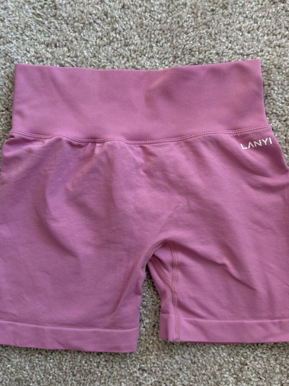 LANYI High-Waist Pink Athletic Bike Shorts